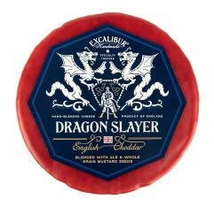Wholesale Excalibur Dragon Slayer Ale & Mustard Seed Cheddar Wheel 4.96 Lb- Bulk