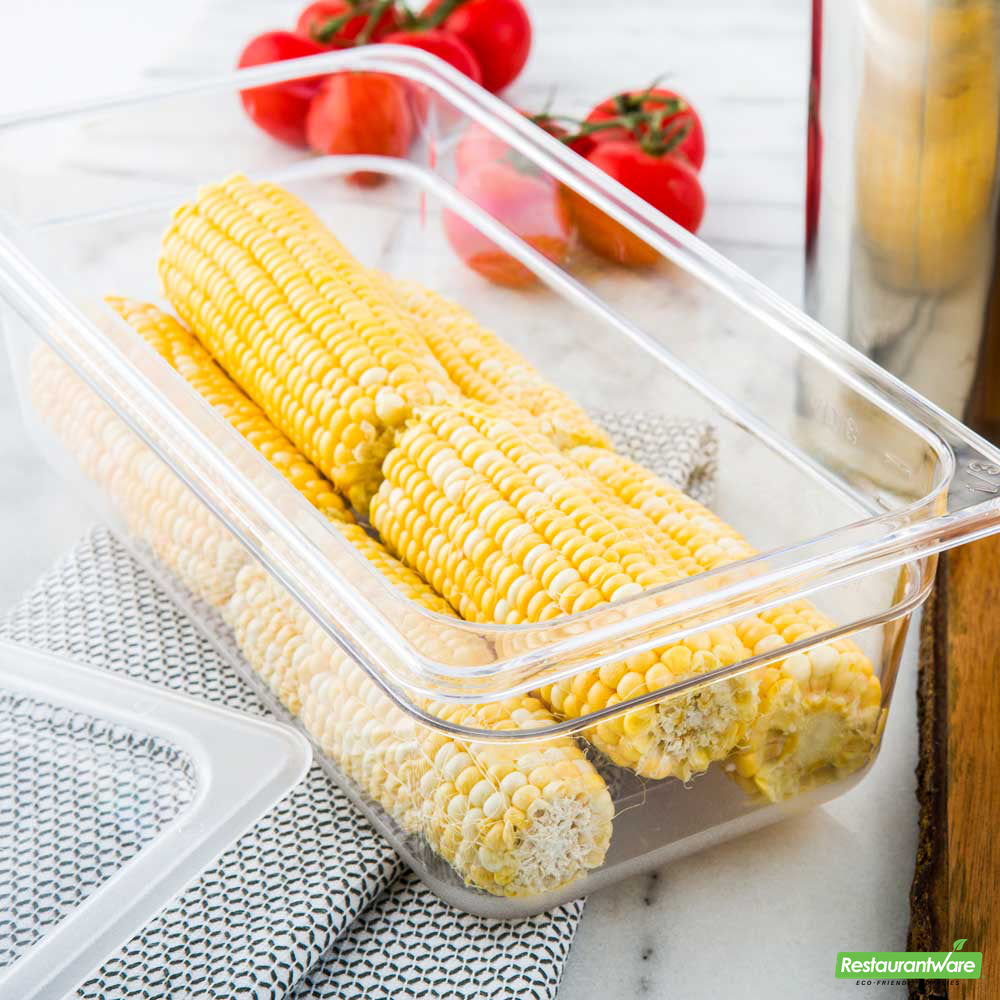 Wholesale Restaurantware Met Lux Rectangle Clear Plastic 1/3 Size Cold Food Storage Container - 4" Depth- Bulk