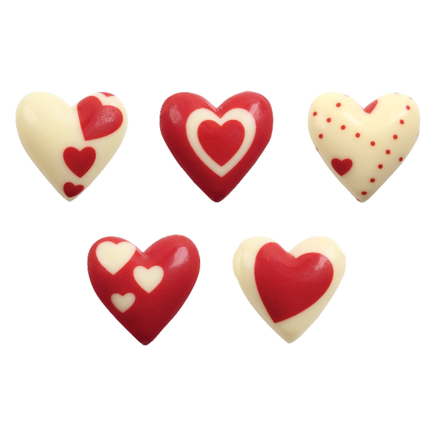 Wholesale Leman 3D Assorted Hearts White Chocolate Decor- Bulk