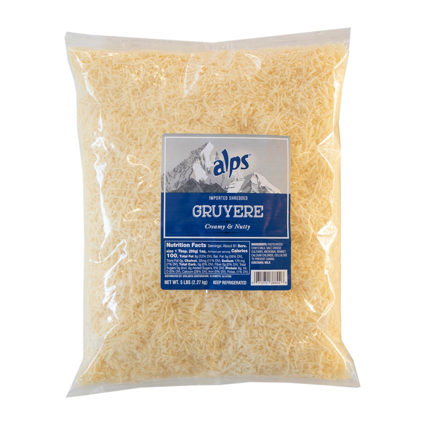 Wholesale Ammerlander Shredded Gruyere Swiss Cheese 5lb- Bulk