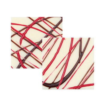 Wholesale Leman White Chocolate Square with Red Drizzle- Bulk