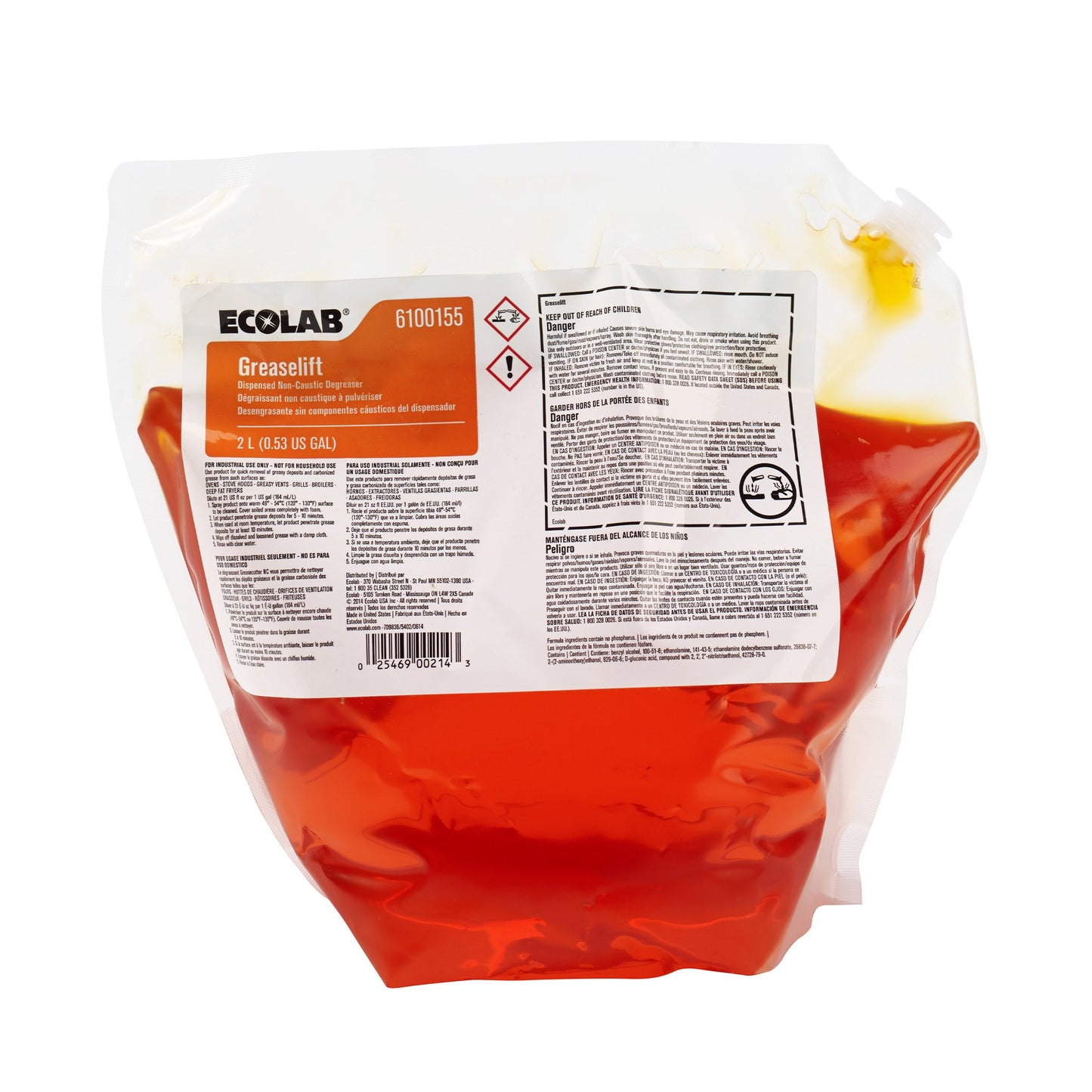 Wholesale Ecolab Greaselift 2x2 Dispensed- Bulk