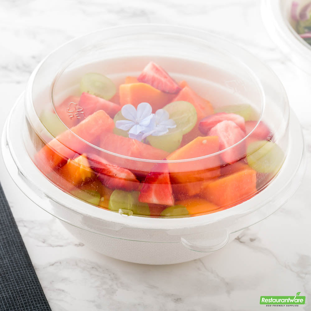 Wholesale Restaurantware Pulp Safe Round Clear Plastic Dome Lid - Fits 18 oz Bagasse Salad Bowl- Bulk