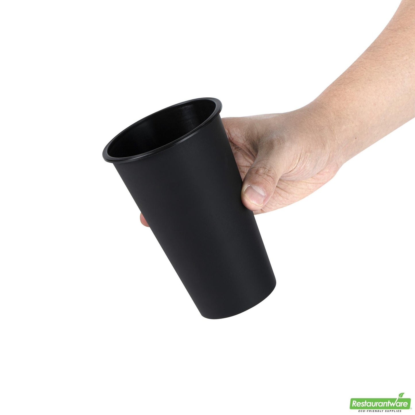 Wholesale Restaurantware 16 Oz Round Matte Black Plastic Hot / Cold Drinking Cup - 3.5" X 3.5" X 5.25"- Bulk