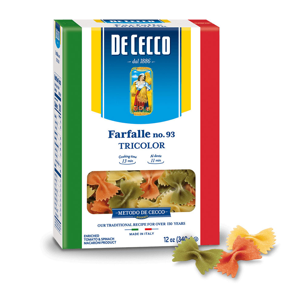 Wholesale De Cecco Tri-Color Farfalle Pasta | 12 oz- Bulk