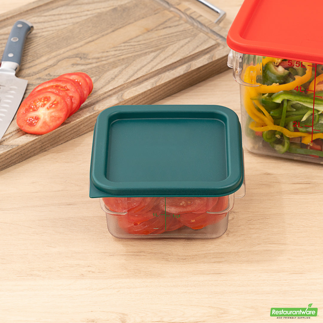 Wholesale Restaurantware Met Lux Square Green Plastic Food Storage Container Lid - Fits 2 and 4 Qt- Bulk