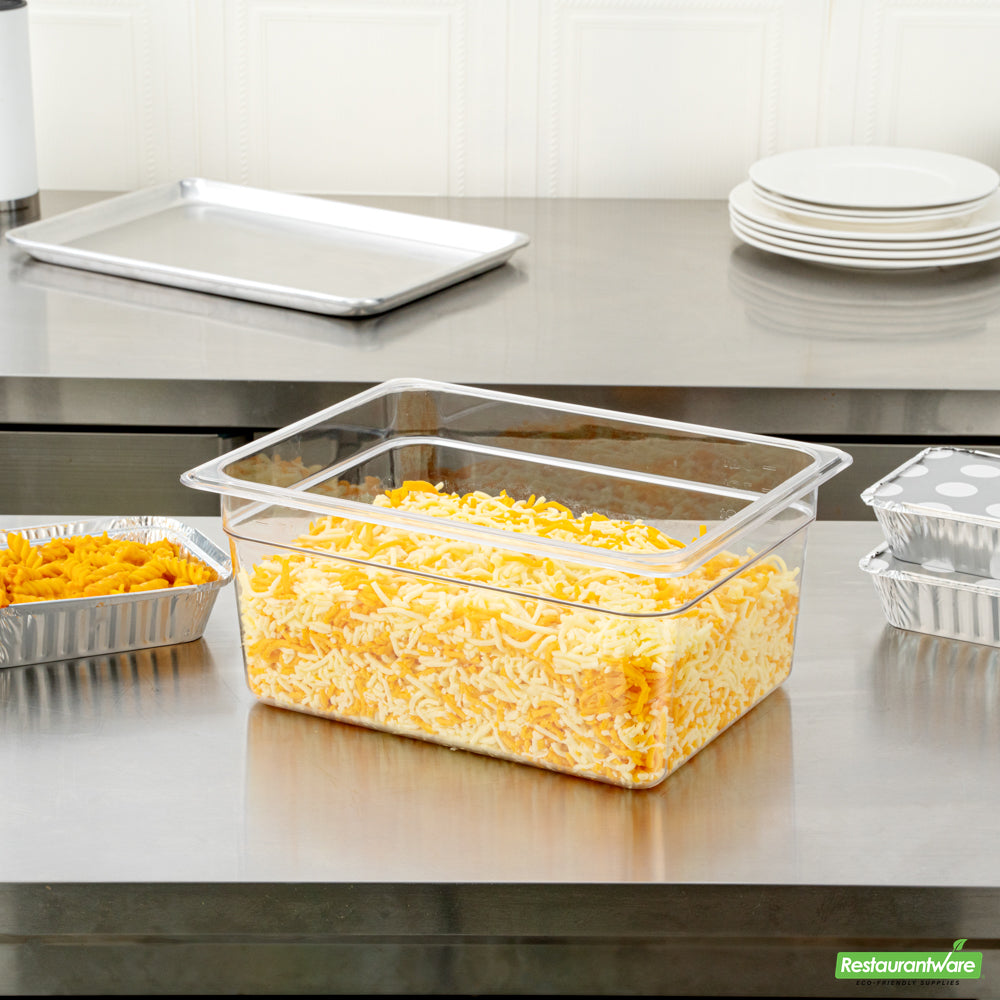 Wholesale Restaurantware Met Lux Rectangle Clear Plastic 1/2 Size Cold Food Storage Container - 6" Depth- Bulk