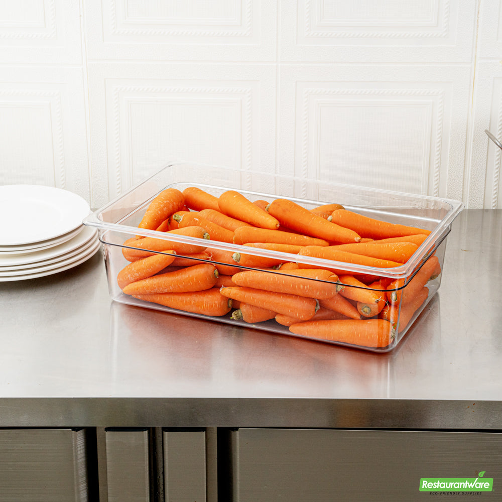 Wholesale Restaurantware Met Lux Rectangle Clear Plastic Full Size Cold Food Storage Container - 6" Depth- Bulk