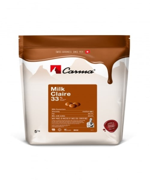 Wholesale Carma Milk Claire Chocolate Drops 33% Easymelt 5kg- Bulk