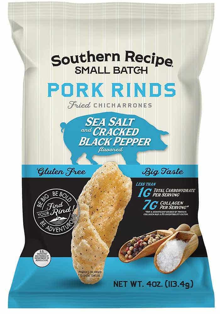 Wholesale Southern Recipe Small Batch Sea Salt & Cracker Black Pepper Pork Rinds 4 Oz- Bulk