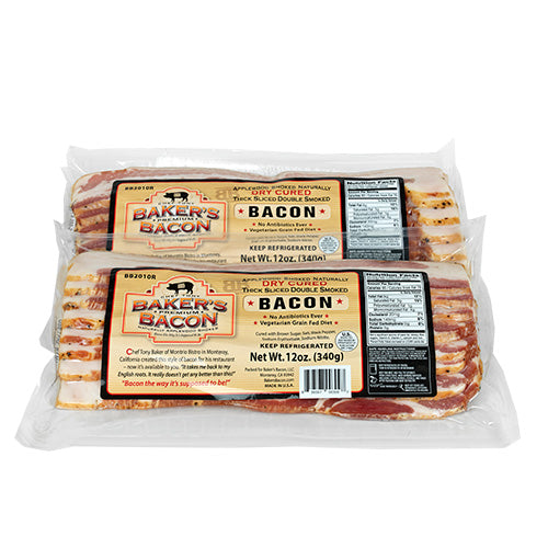 Wholesale Baker's Bacon Double Smoked Applewood Bacon 10-12 Count 12oz- Bulk