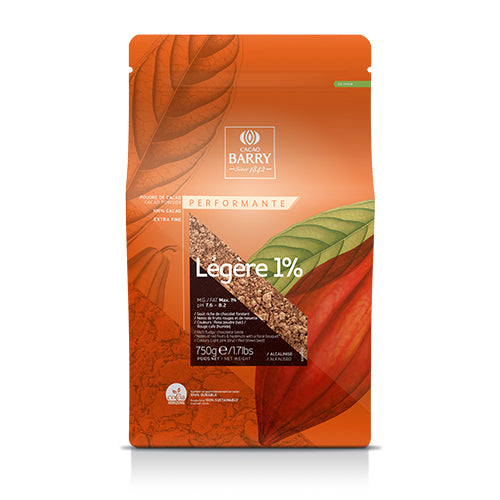 Wholesale Cacao Barry 1% Low Fat Legere Cacao Powder .75kg- Bulk