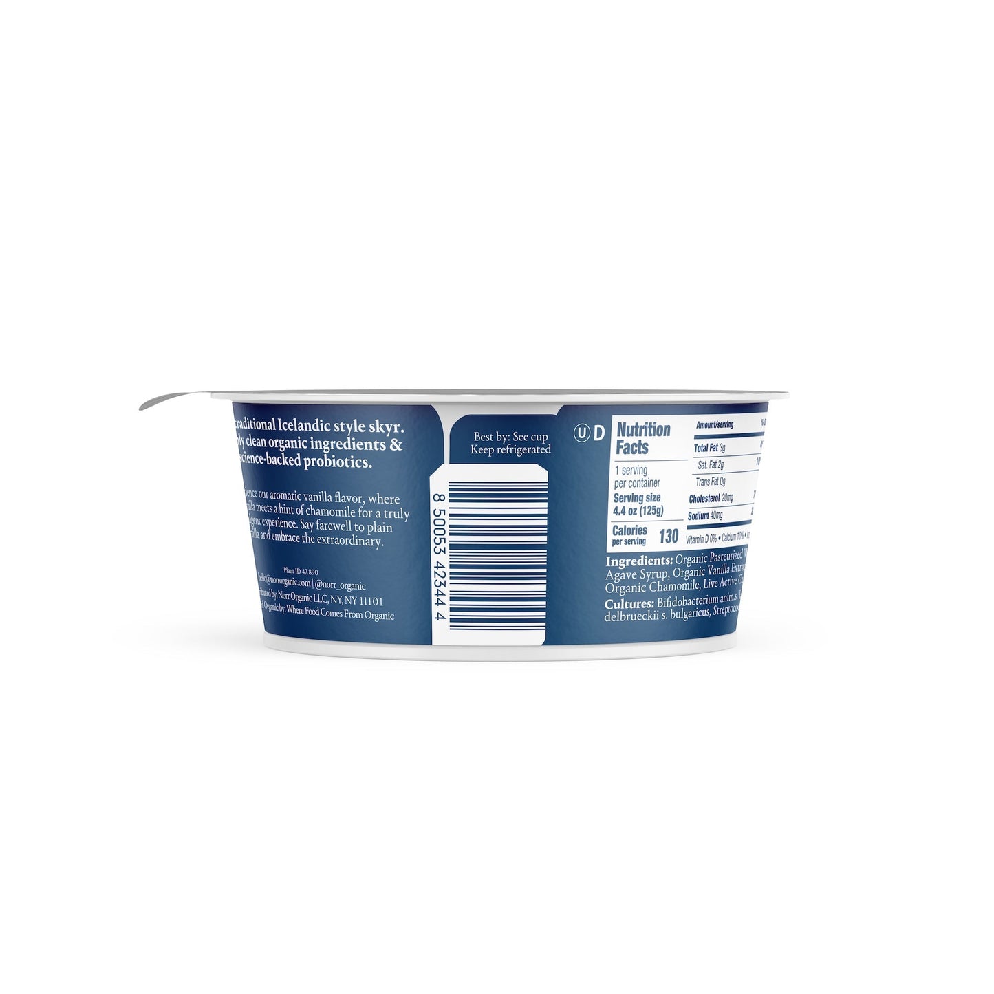 Wholesale Norr Organic Whole Milk Vanilla Skyr Yogurt 4.4oz- Bulk