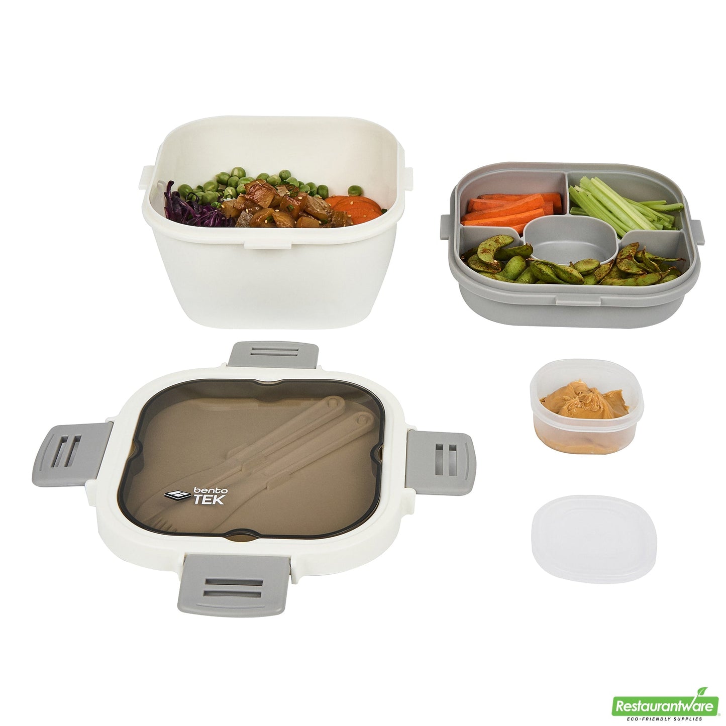 Wholesale Restaurantware 58 Oz White and Gray Lunch Box - Bpa-Free, Microwave-Safe- Bulk