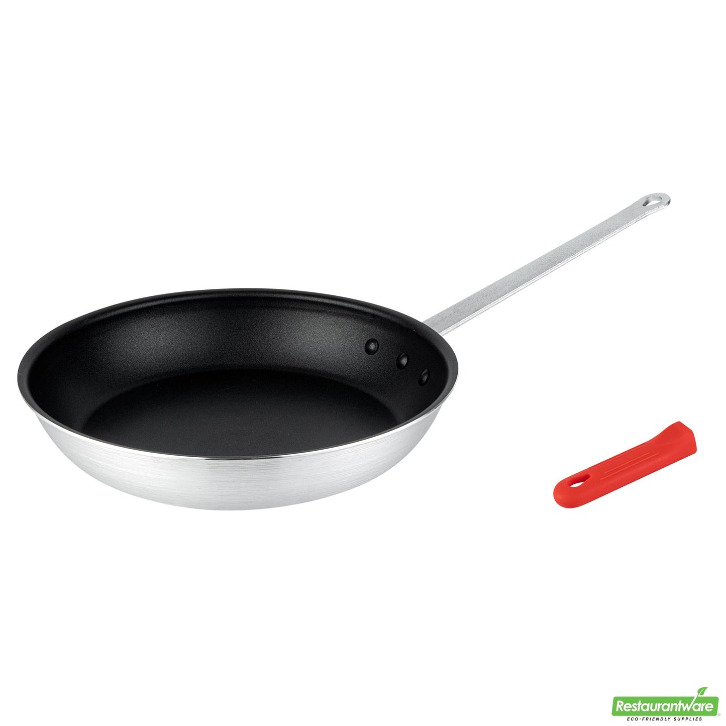 Wholesale Restaurantware Bundle: 1 Aluminum 14 Non-Stick Fry Pan and 1 Red Sleeve- Bulk