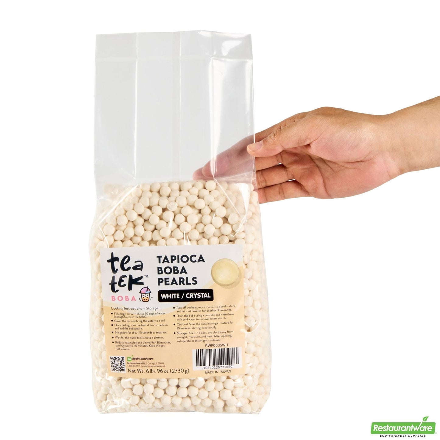 Wholesale Restaurantware Tea Tek 6 Lb Tapioca Boba Pearls - 6 Count Box- Bulk