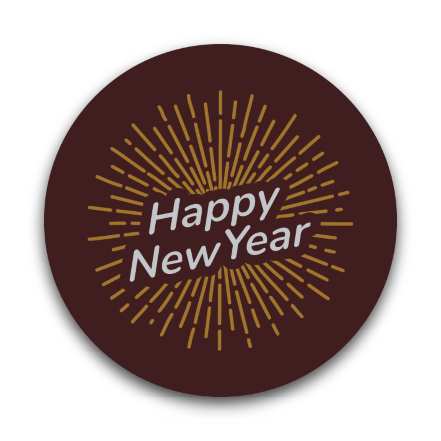 Wholesale Sweet Swiss Confections Classic Happy New Year Round Dark Chocolate Holiday Décor- Bulk