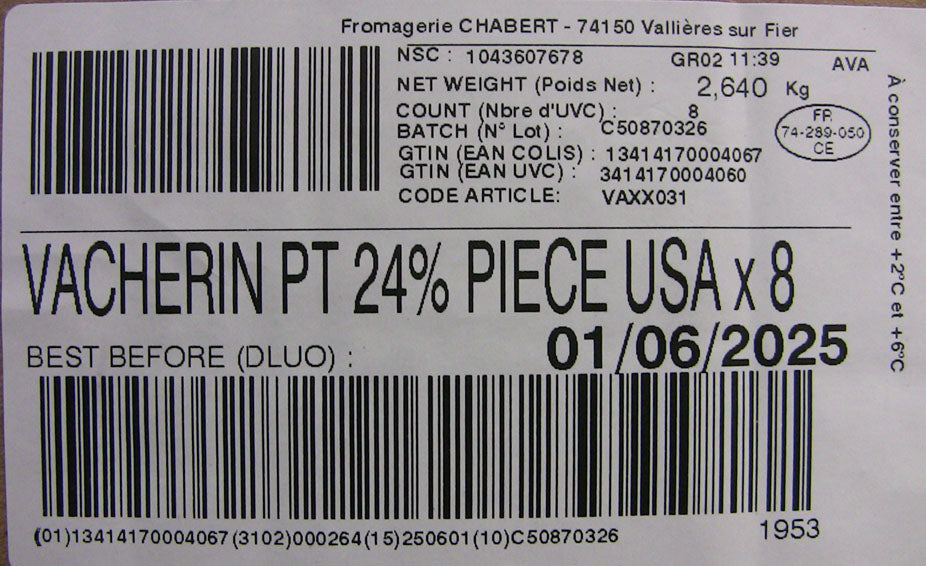 Wholesale Chabert Vacherin De Savoie 330G- Bulk