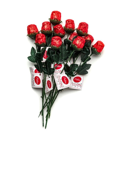 Wholesale Madelaine Chocolate ½ Oz. Red Sweet Heart Roses (9½")- Bulk