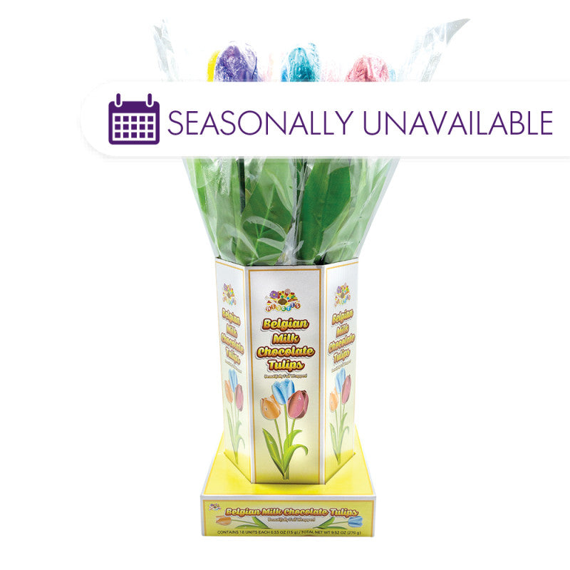 Wholesale Tulip Foiled Milk Chocolate 0.53 Oz In Display Vase- Bulk