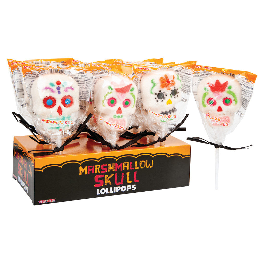 Wholesale Day Of The Dead Marshmallow Skull 1.4 Oz Lollipop- Bulk