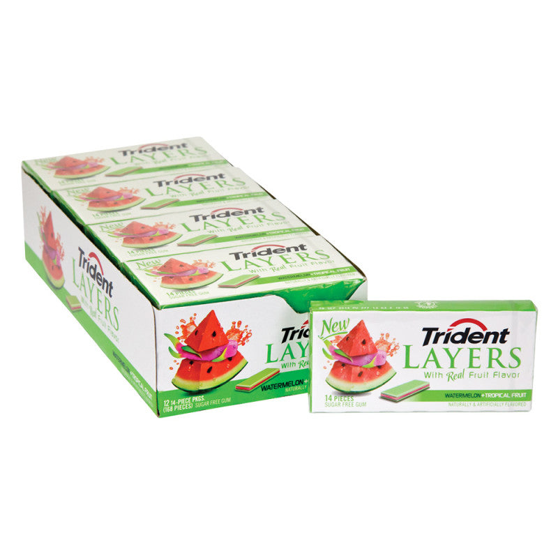 Wholesale Trident Layers Watermelon Tropical Fruit Gum- Bulk