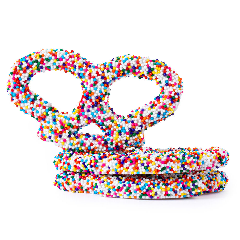Wholesale BoxNCase White Chocolatey Coated Nonpareil Premier Pretzels- Bulk