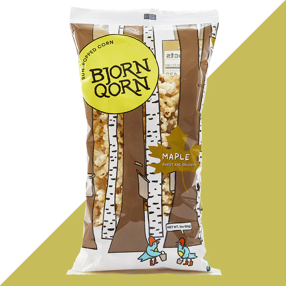 Wholesale Bjorn Qorn Maple Syrup Flavored Popcorn | 3 oz bag- Bulk