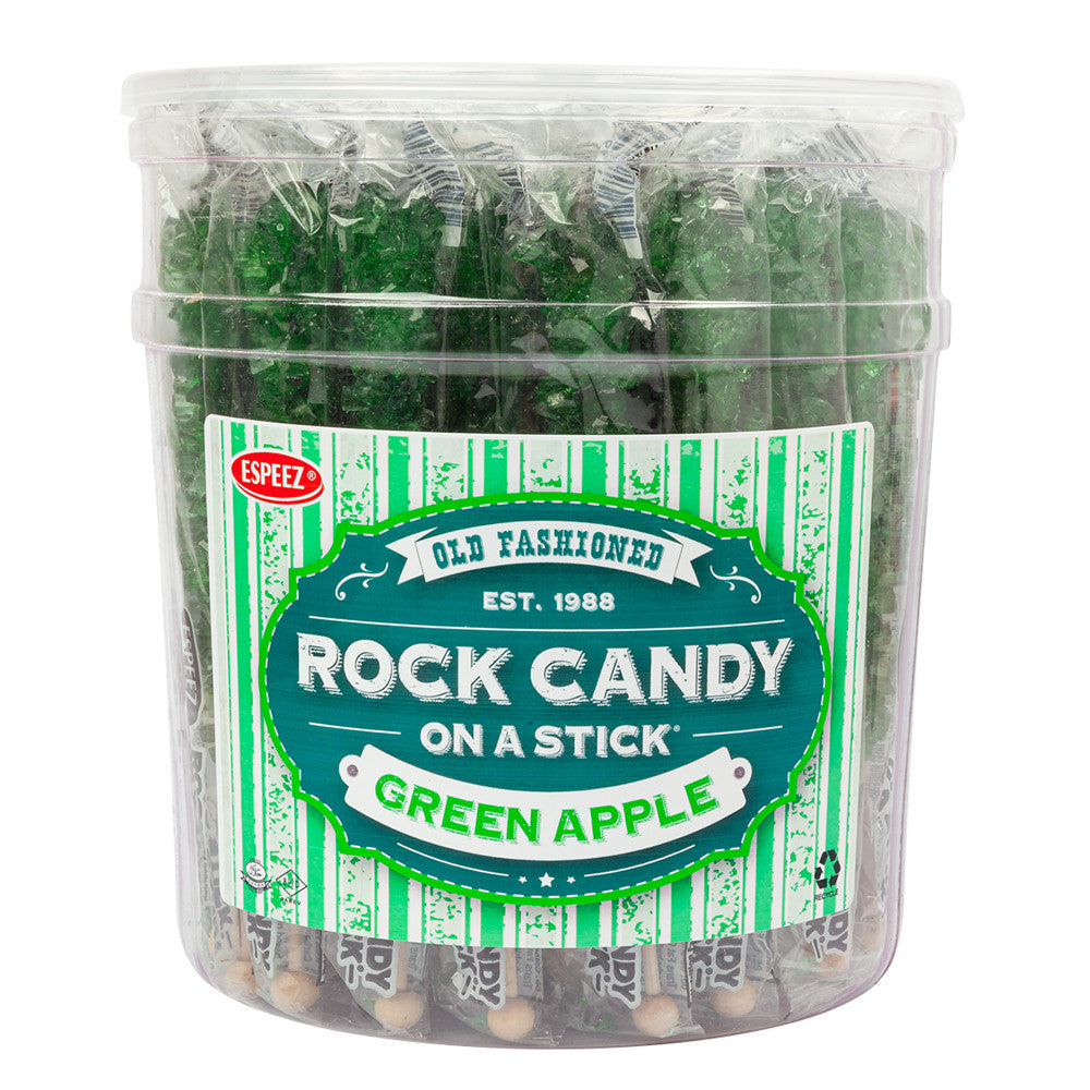 Wholesale Espeez Rock Candy Green Apple Sticks Tub 0.8 Oz- Bulk
