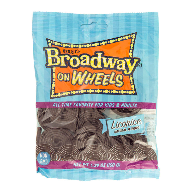 Wholesale Gerrit'S Broadway On Wheels Licorice 5.29 Oz Peg Bag- Bulk
