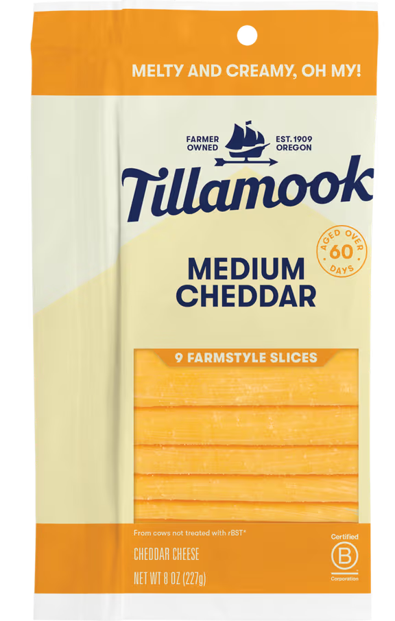 Wholesale Tillamook Medium Sliced Cheddar- Bulk