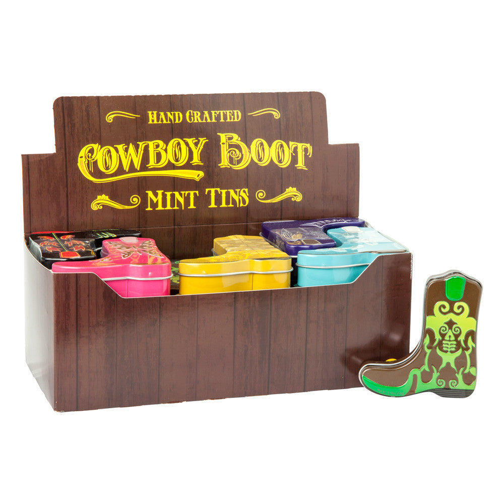 Wholesale Cowboy Boot Assorted Mints Tin- Bulk