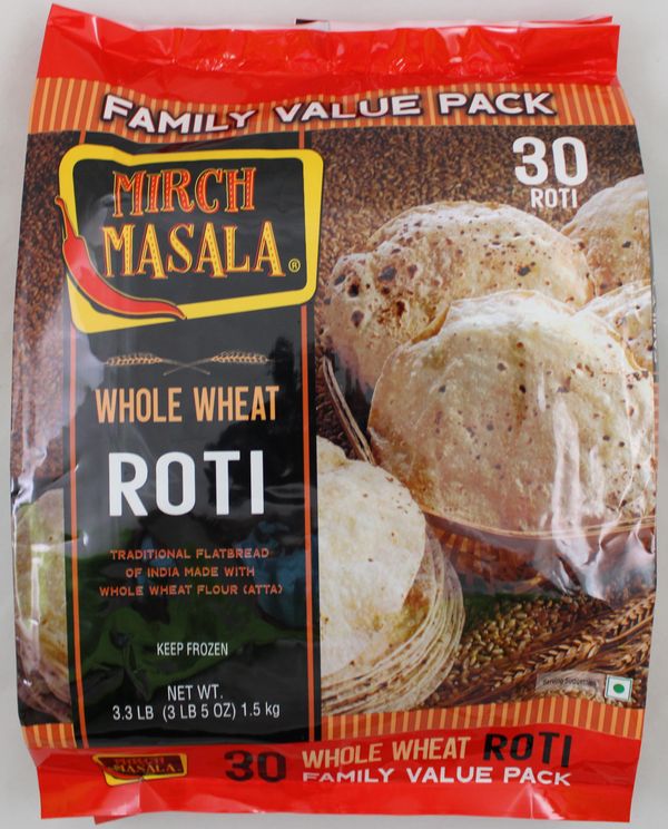 Wholesale Mirch Masala Whole Wheat Roti 30 pcs 3.3 lb- Bulk