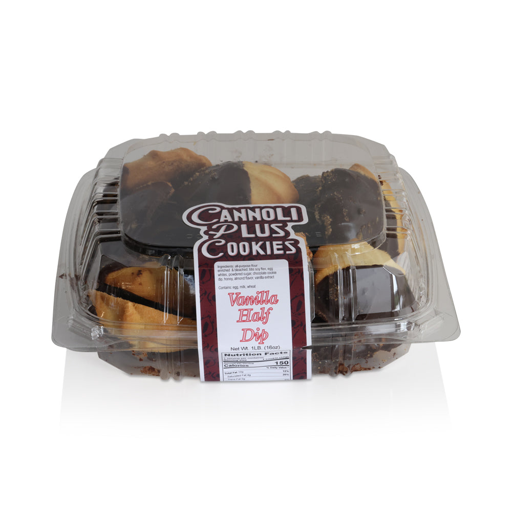 Wholesale Cannoli Plus Case Vanilla Cookie 1/2 Dipped- Bulk