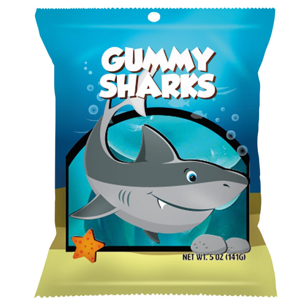Wholesale MoMints Gummy Sharks 5 Oz Peg Bag- Bulk