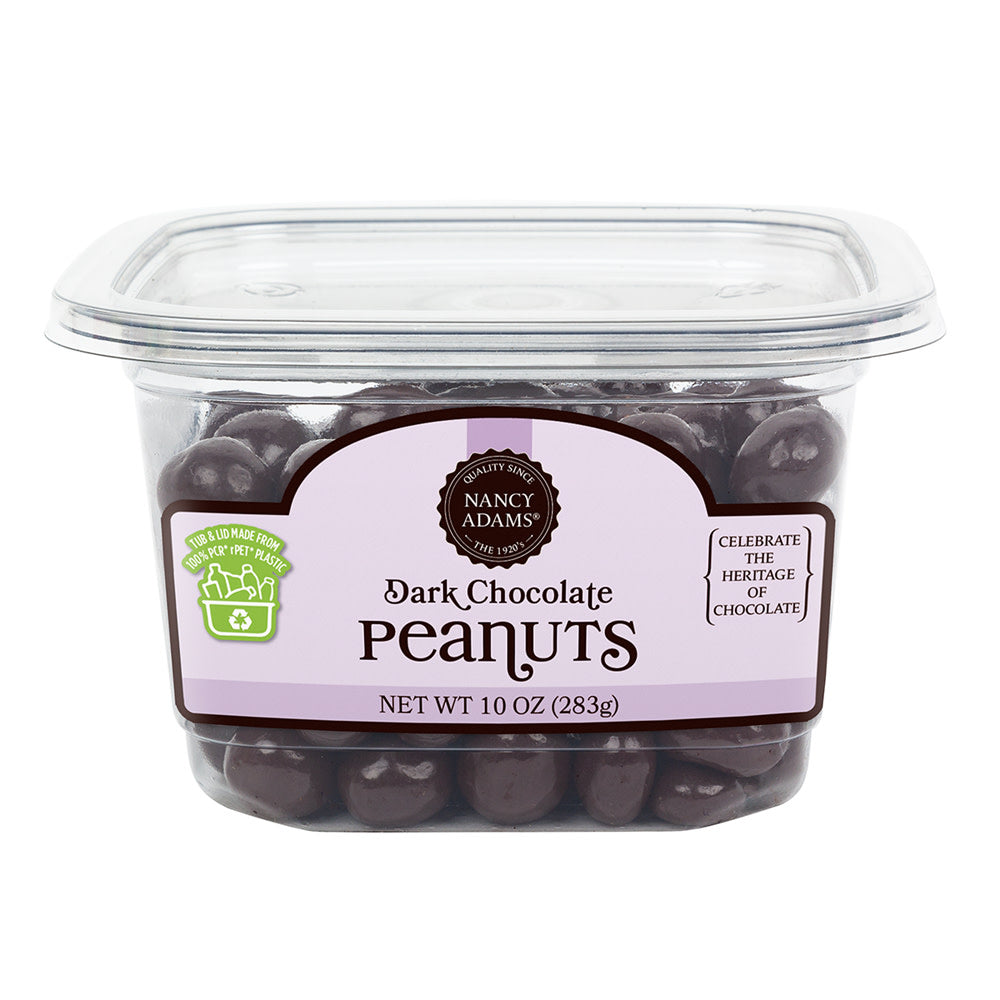 Wholesale Nancy Adams Dark Chocolate Peanuts 10 Oz Tub- Bulk