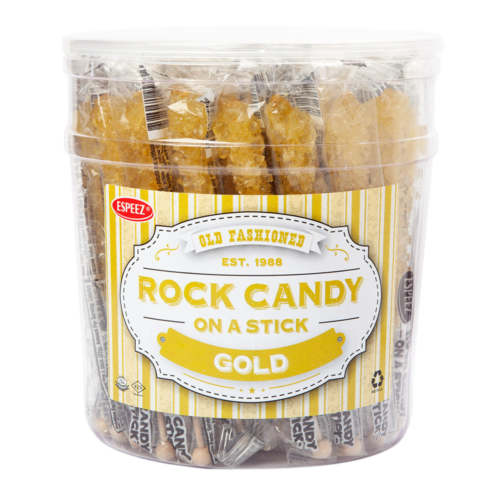 Wholesale Espeez Rock Candy On A Stick Gold Tub 0.8 Oz- Bulk