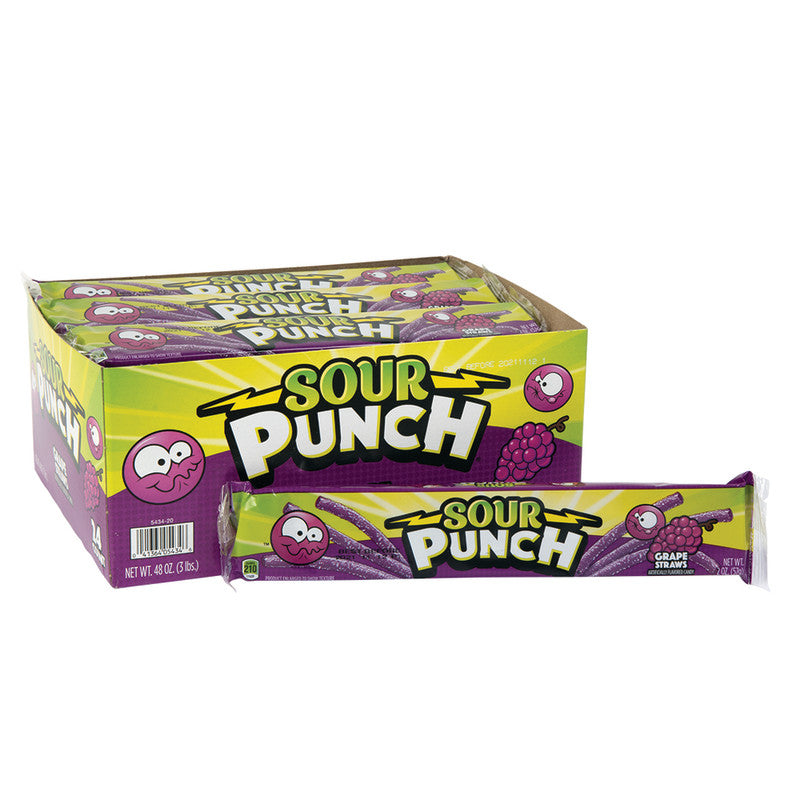 Wholesale Sour Punch Grape Straws 2 Oz- Bulk