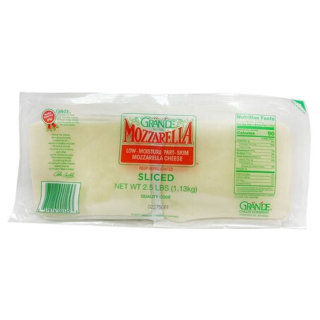 Wholesale Grande Case Sliced Part Skim Mozzarella Cheese- Bulk