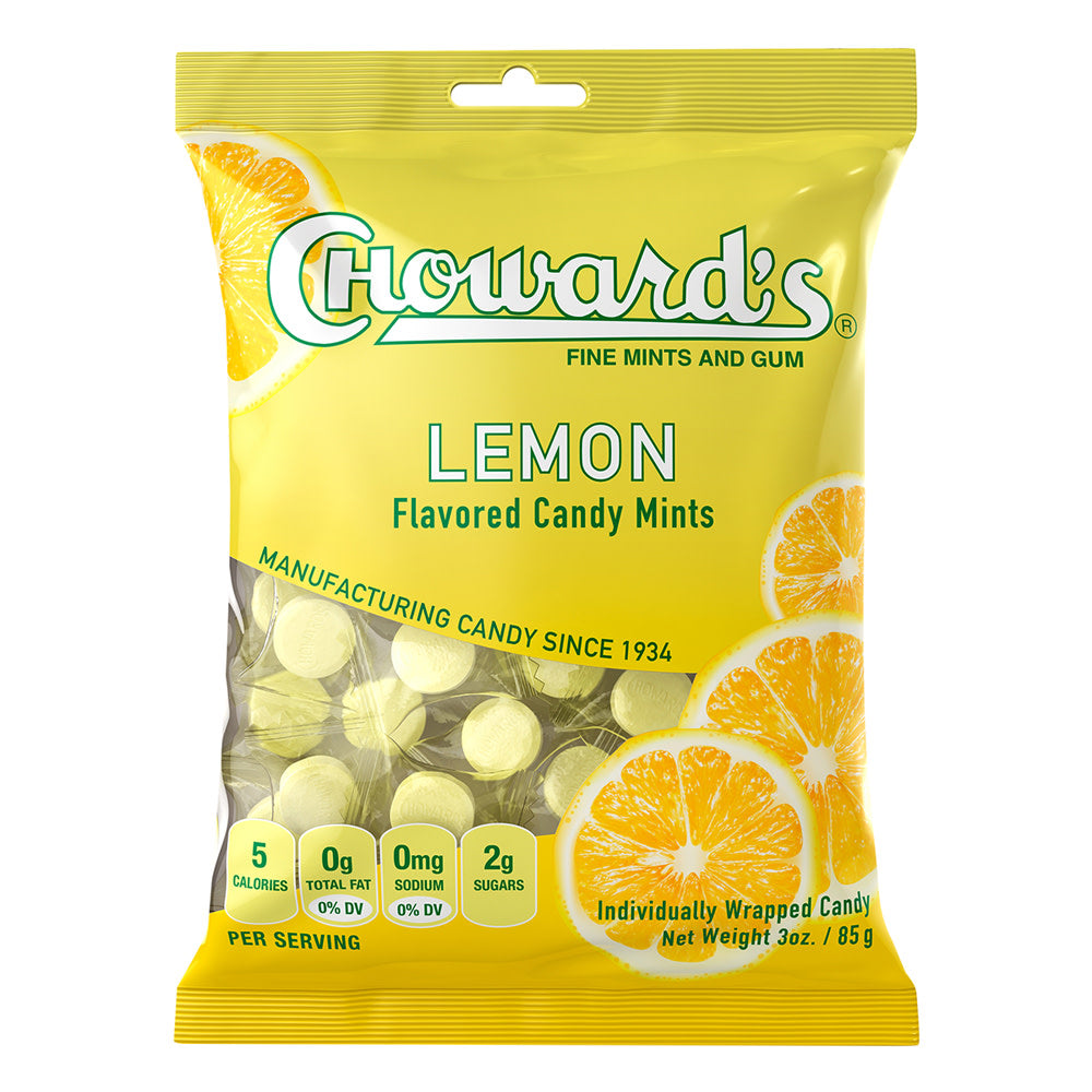 Wholesale Choward'S Lemon Mints 3 Oz Peg Bag- Bulk