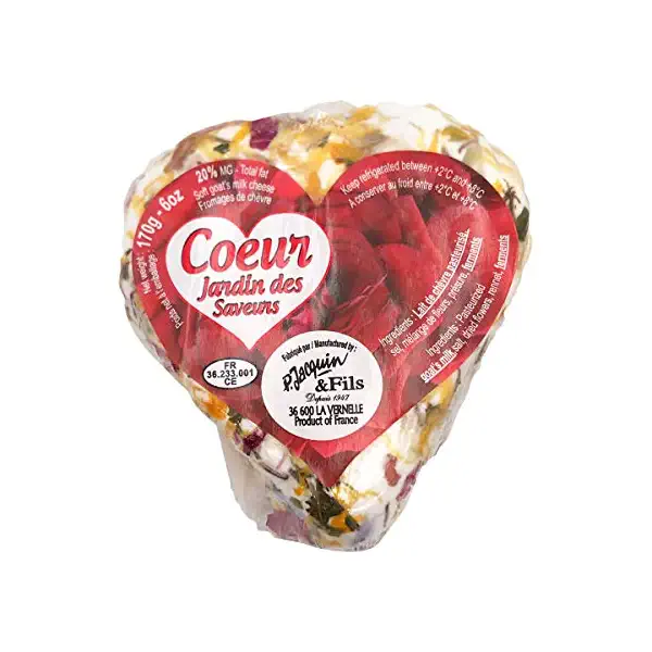 Wholesale Jacquin Coeur Aux Fleurs Heart-Shaped Goat Cheese with Flowers, 170g (6 oz)- Bulk