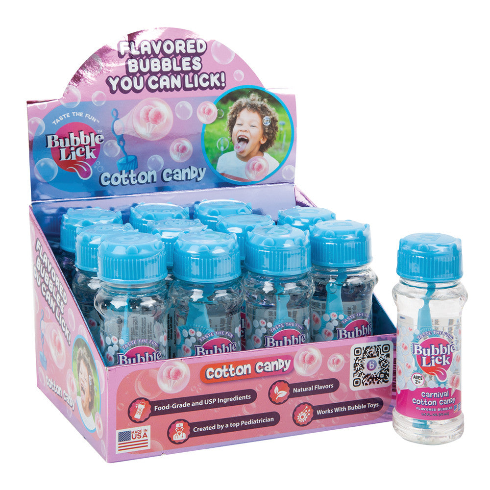 Wholesale Bubblelick Cotton Candy Flavored Bubbles 2.5 Oz Bottle- Bulk