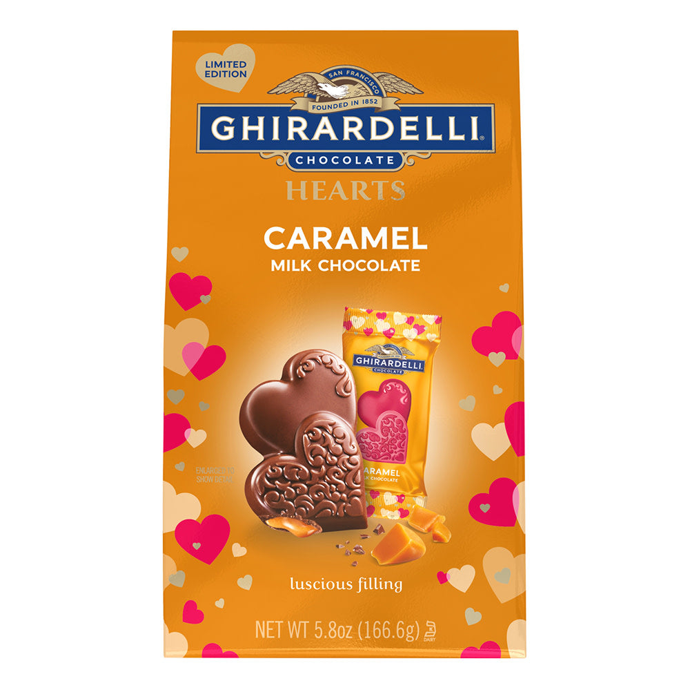 Ghirardelli Milk Chocolate Caramel Hearts 5.8 Oz