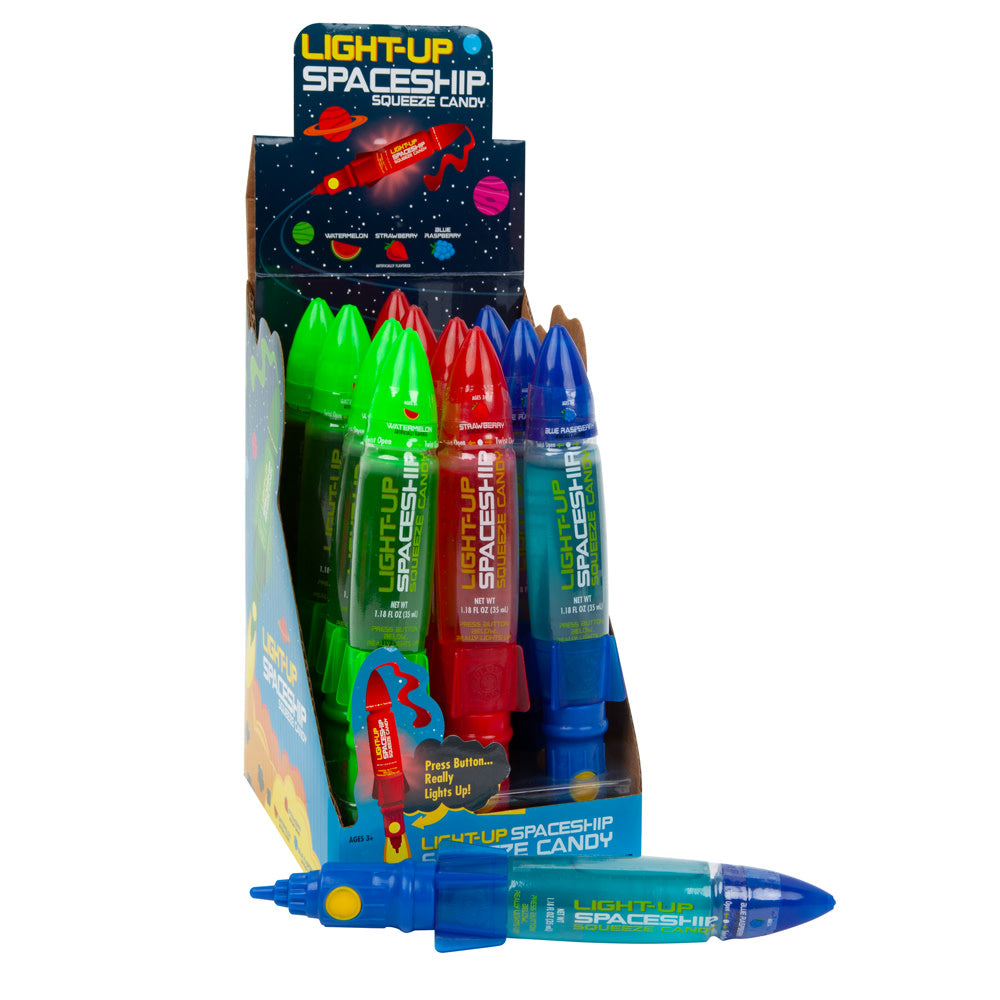 Wholesale Light Up Spaceship Squeeze Liquid Candy 1.18 Oz- Bulk