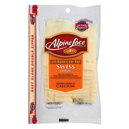 Wholesale Alpine Lace Each Reduced Fat Sliced Swiss Cheese- Bulk