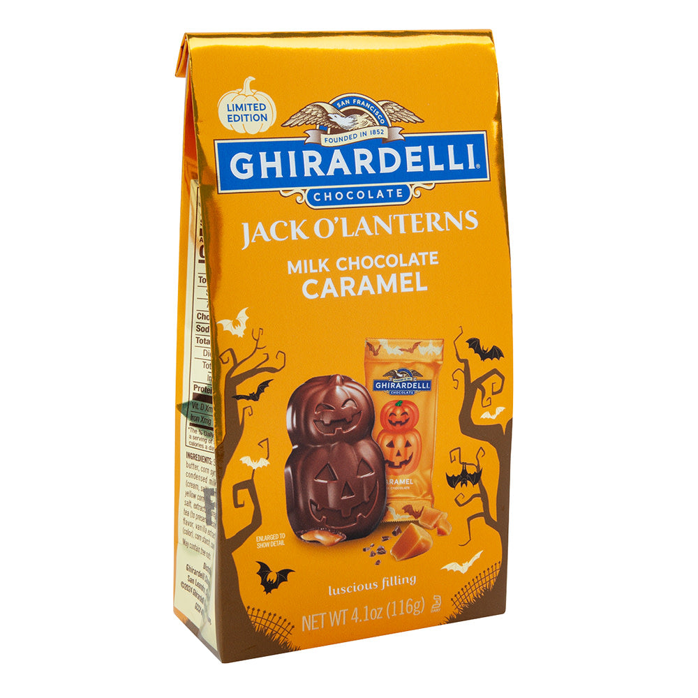 Wholesale Ghirardelli Milk Chocolate Caramel Jack O'Lantern Bag- Bulk