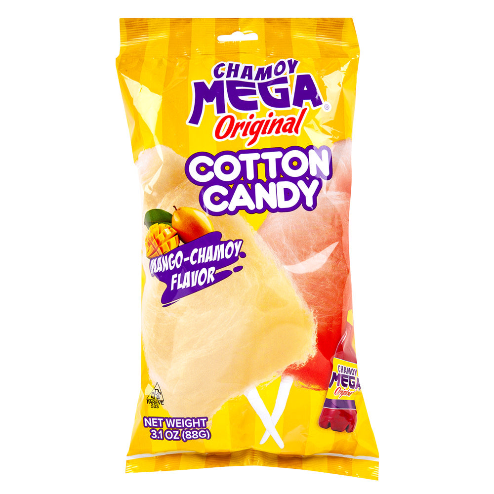 Wholesale Chamoy Mega Mango Chamoy Cotton Candy 3.1 Oz Peg Bag- Bulk