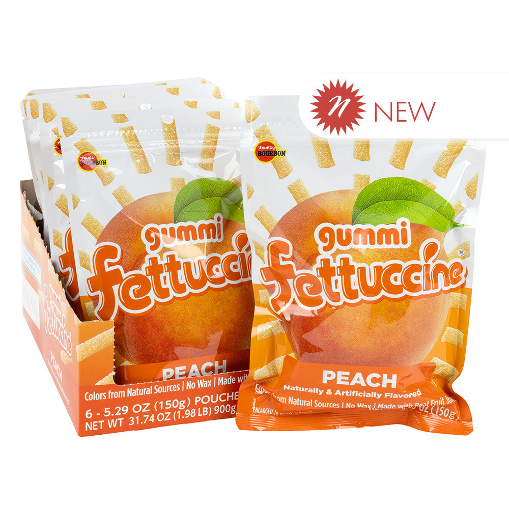 Wholesale Fettuccine Peach Gummi 5.29 Oz Pouch- Bulk