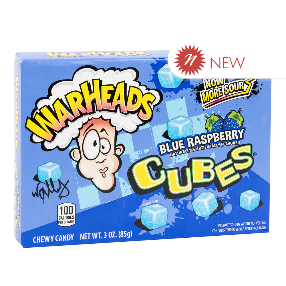 Wholesale Warheads Blue Raspberry Cubes 3 Oz Theater Box- Bulk