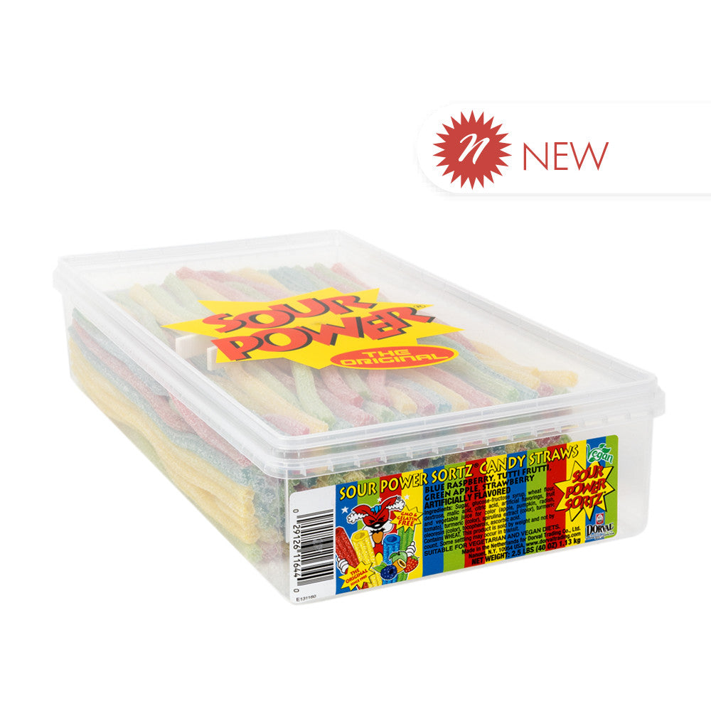 Wholesale Sour Power Sortz Candy Straws Tub- Bulk